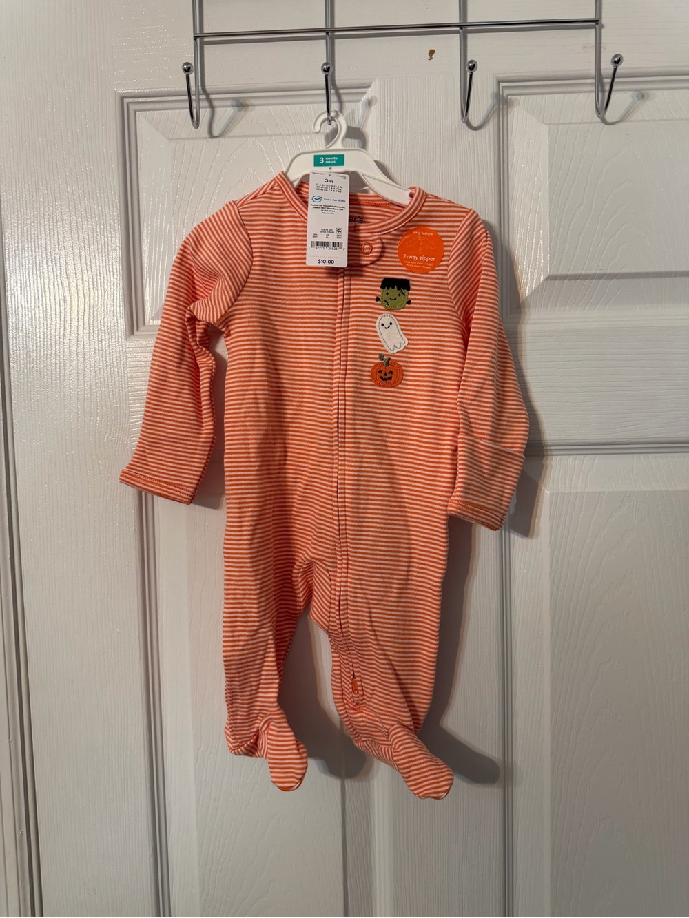 Carter's Orange and White Striped Halloween Footed Pajamas